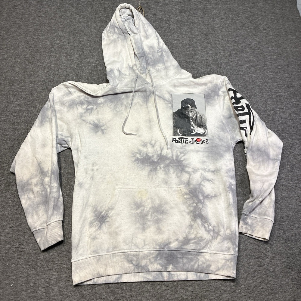 Chemistry Men's White Gray Tie Dye Poetic Justice‎ Hoodie & Sweatshirt Size M